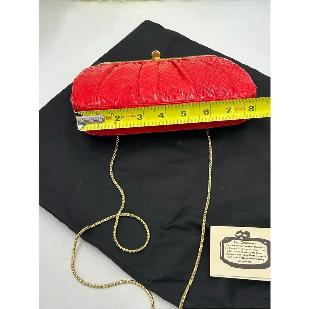 Women's Judith Leiber Red snakeskin evening Bag made in Italy. PRISTINE